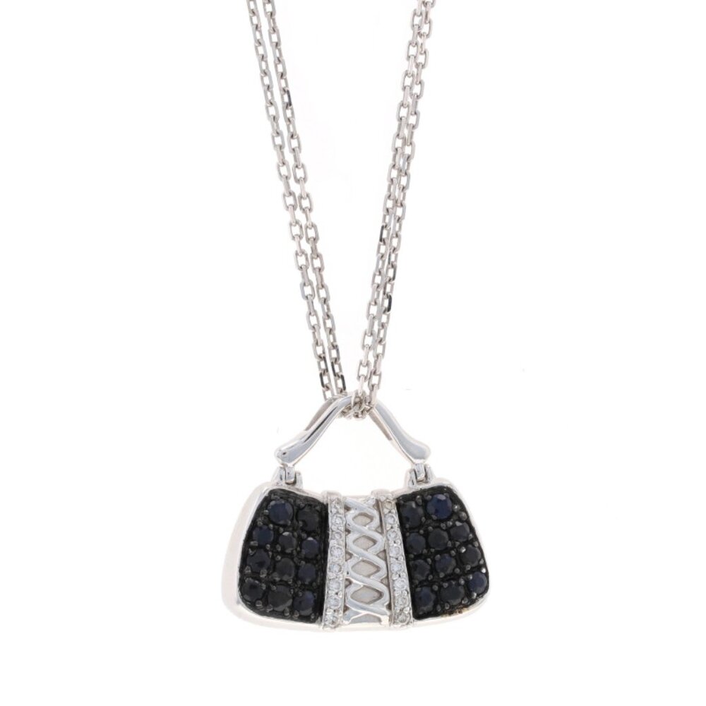 Mirabelle Diamond Handbag Pendant Necklace 17 3/4" White Gold 18k Round Brillian